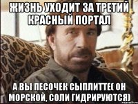 Жизнь уходит за третий красный портал А вы песочек сыплитте( он морской, соли гидрируются)