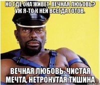 Но где она живет, вечная любовь? Уж я-то к ней всегда готов. Вечная любовь, чистая мечта, Нетронутая тишина