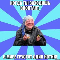 когда ты заходишь вконтакт, в мире грустит один котик!