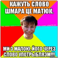 Кажуть слово шмара це матюк. Ми з малою, його через слово употрыбляэм!!!