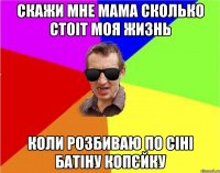 скажи мне мама сколько стоіт моя жизнь коли розбиваю по сіні батіну копєйку