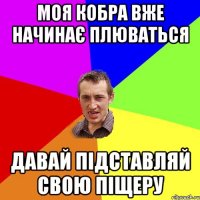 Моя кобра вже начинає плюваться Давай підставляй свою піщеру