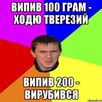 ВИПИВ 100 ГРАМ - ХОДЮ ТВЕРЕЗИЙ ВИПИВ 200 - ВИРУБИВСЯ