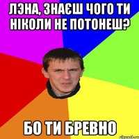 ЛЭНА, ЗНАЄШ ЧОГО ТИ НІКОЛИ НЕ ПОТОНЕШ? БО ТИ БРЕВНО