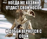 Когда же хозяин отдаст свой носок И Добби вернется с Сочи