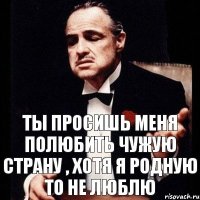 Ты просишь меня полюбить чужую страну , хотя я родную то не люблю