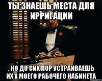 ты знаешь места для ирригации , но до сих пор устраиваешь их у моего рабочего кабинета