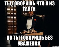 Ты говоришь,что я из Тайги. Но ты говоришь без уважения.