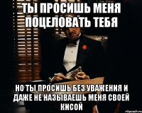 ТЫ ПРОСИШЬ МЕНЯ ПОЦЕЛОВАТЬ ТЕБЯ НО ТЫ ПРОСИШЬ БЕЗ УВАЖЕнИЯ и даже не называешь меня своей кисой