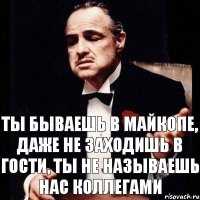 Ты бываешь в Майкопе, даже не заходишь в гости, ты не называешь нас коллегами