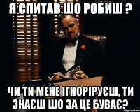 Я спитав шо робиш ? Чи ти мене ігноріруєш, ти знаєш шо за це буває?