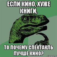 Если кино, хуже книги, то почему спектакль лучше кино?