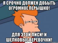 я срочно должен добыть огромное перышко! для этой писи! и шелковые веревочки!