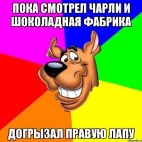 пока смотрел чарли и шоколадная фабрика догрызал правую лапу