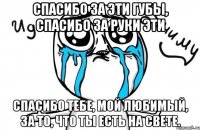 Спасибо за эти губы, Спасибо за руки эти Спасибо тебе, мой любимый, За то, что ты есть на свете.