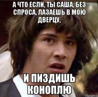 А что если, ты Саша, без спроса, лазаешь в мою дверцу, и пиздишь коноплю