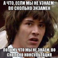 А что, если мы не узнаем, во сколько экзамен Потому что мы не знаем, во сколько консультация