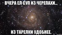 Вчера ел суп из черепахи... Из тарелки удобнее.