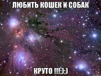 Любить кошек и собак Круто !!!;);)