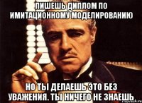 Пишешь диплом по имитационному моделированию Но ты делаешь это без уважения. Ты ничего не знаешь