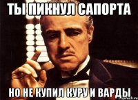 Ты пикнул сапорта Но не купил куру и варды