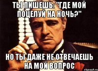 Ты пишешь: "Где мой поцелуй на ночь?" Но ты даже не отвечаешь на мой вопрос