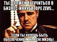 Ты должен выучиться в бизнес-инкубаторе ZEVS... ...если ты хочешь быть обеспеченным на всю жизнь!