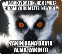 NE BAKIYORZUN, NE OLMUZ? CIKAMIYORUM IZTE, NE YABIM ZAKIN BANA DAVIR ALMA, ZAKIN)))