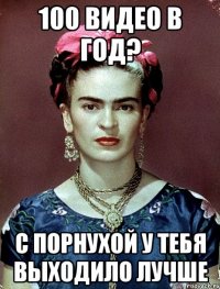 100 видео в год? С порнухой у тебя выходило лучше