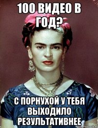 100 видео в год? С порнухой у тебя выходило результативнее