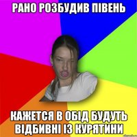 Рано розбудив півень кажется в обід будуть відбивні із курятини