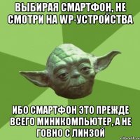 выбирая смартфон, не смотри на wp-устройства ибо смартфон это прежде всего миникомпьютер, а не говно с линзой