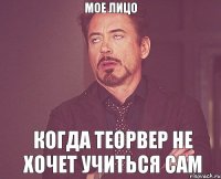 Мое лицо когда теорвер не хочет учиться сам