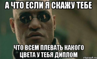 А что если я скажу тебе что всем плевать какого цвета у тебя диплом