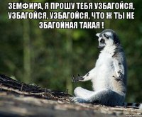 Земфира, я прошу тебя узбагойся, узбагойся, узбагойся, что ж ты не збагойная такая ! 