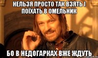 НЕЛЬЗЯ ПРОСТО ТАК ВЗЯТЬ І ПОЇХАТЬ В ОМЕЛЬНИК БО В НЕДОГАРКАХ ВЖЕ ЖДУТЬ