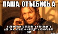 Паша. отъебись а Нельзя просто так взять и поставить Adblock... нужно комп родать SDD бла бла бла