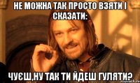 Не можна так просто взяти і сказати: Чуєш,ну так ти йдеш гуляти?