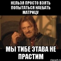 нельзя просто взять попытаться наебать матрицу мы тибе этава не прастим