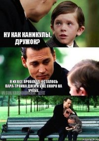 НУ КАК КАНИКУЛЫ, ДРУЖОК? Я ИХ ВСЕ ПРОБУХАЛ, ОСТАЛОСЬ ПАРА-ТРОЙКА ДНЕЙ И УЖЕ СКОРО НА УЧЁБУ. 