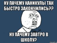 ну пачему каникулы так быстро закончились?? ну пачему завтро в школу?