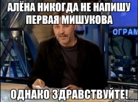 Алёна никогда не напишу первая Мишукова однако здравствуйте!