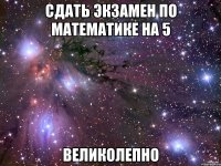 Сдать экзамен по математике на 5 ВЕЛИКОЛЕПНО