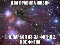 два правила жизни 1. не парься из-за фигни 2. все фигня