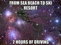 FROM SEA BEACH TO SKI RESORT 2 HOURS OF DRIVING