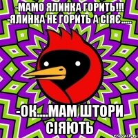 -МАМО ЯЛИНКА ГОРИТЬ!!! -ЯЛИНКА НЕ ГОРИТЬ А СІЯЄ..... -ОК....МАМ ШТОРИ СІЯЮТЬ