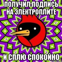 получил подпись на электроплите и сплю спокойно