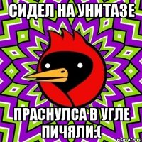 сидел на унитазе праснулса в угле пичяли:(
