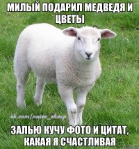 милый подарил медведя и цветы залью кучу фото и цитат, какая я счастливая