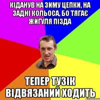 Кіданув на зиму цепки, на задні кольоса, бо тягає жигуля пізда тепер тузік відвязаний ходить